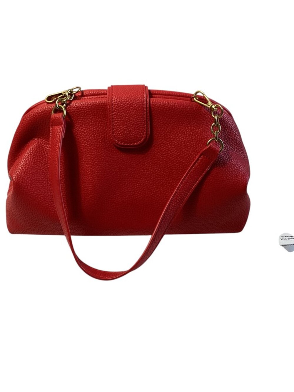 Free Assembly Women's Red Faux Leather Clutch Handbag, 11x7x5